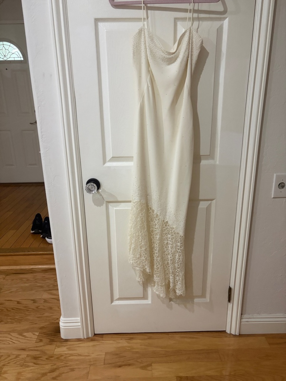 White House Black Market Ivory Beaded Slip Dress